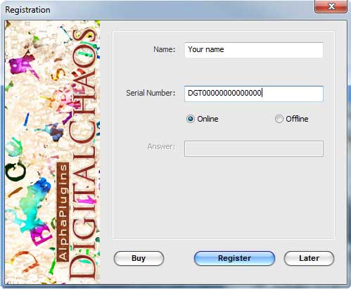 Registration DigitalChaos plug-in