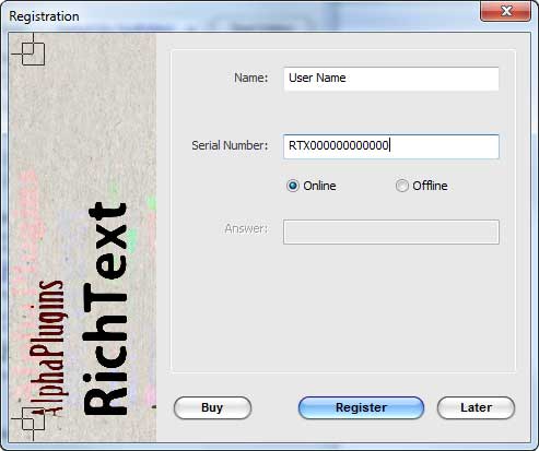 Registration RichText plug-in