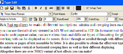 Formatted text in editor