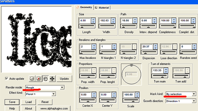 Geometry parameters of IcePattern plug-in