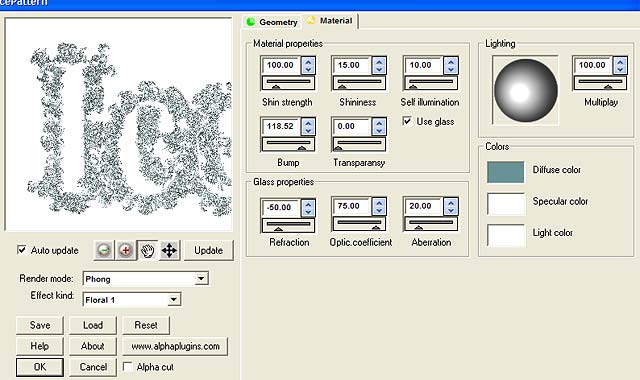 Material parameters of IcePattern plug-in